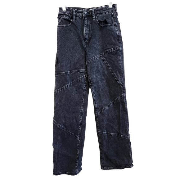 Kancan Signature 90s Straight Pieced Jeans Ultra High Rise Black Denim Size 26 - Picture 1 of 8